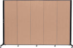 Screenflex Portable Room Divider, Tan Fabric/Tan Frame, 6' x 9', 5 Panels