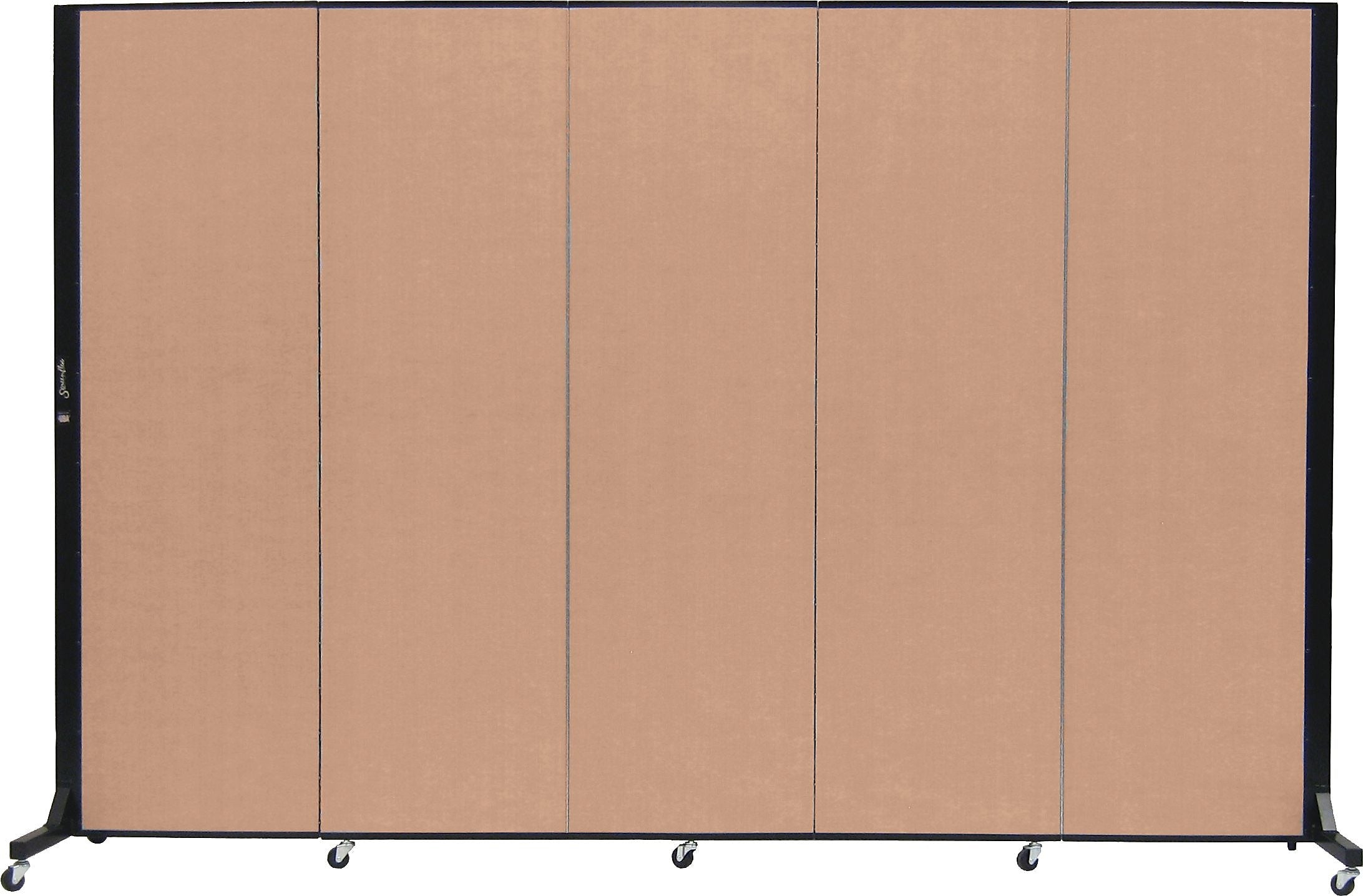 Screenflex Portable Room Divider, Tan Fabric/Tan Frame, 6' x 9', 5 Panels