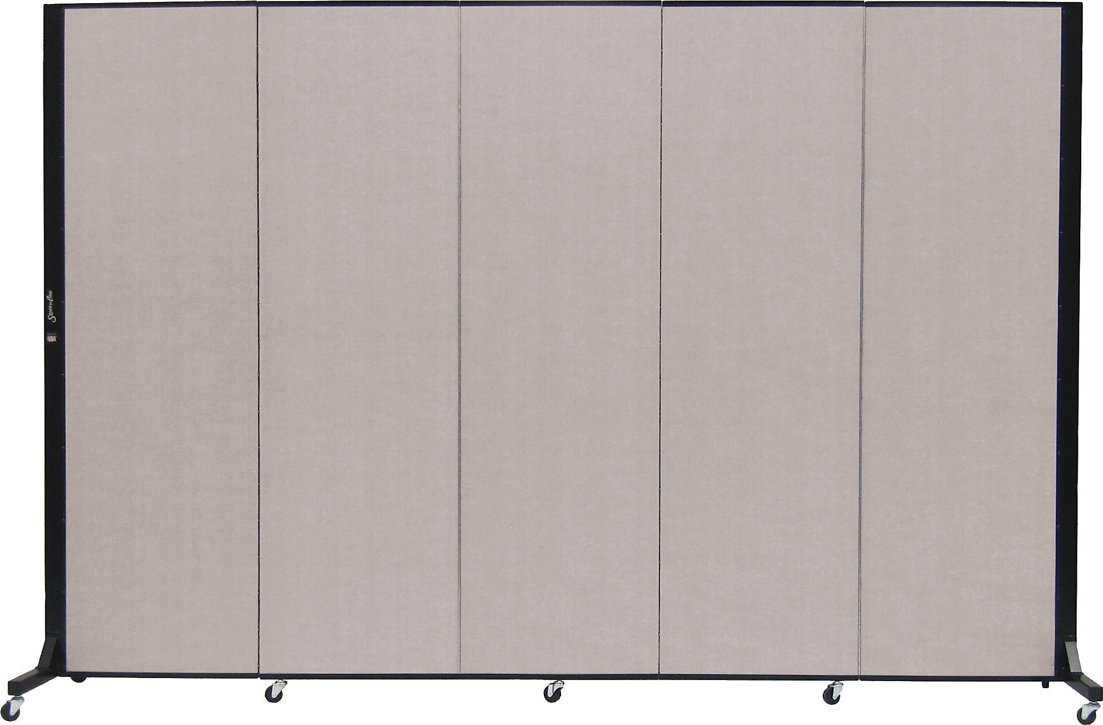 Screenflex Portable Room Divider, Light Gray Fabric/Light Gray Frame, 6' x 9', 5 Panels