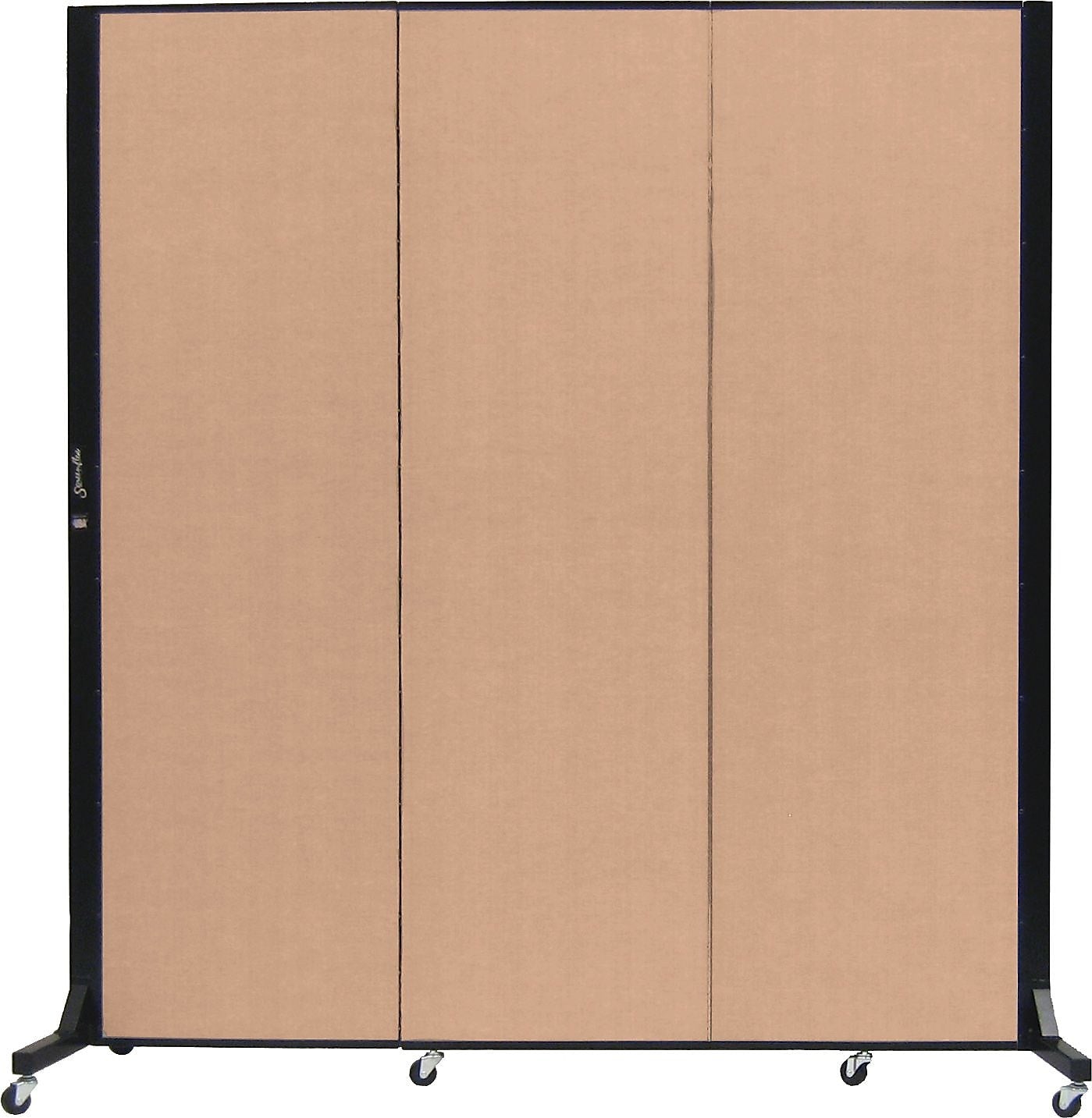 Screenflex Portable Room Divider, Tan Fabric/Tan Frame, 69"W x 77"H, 3 Panels