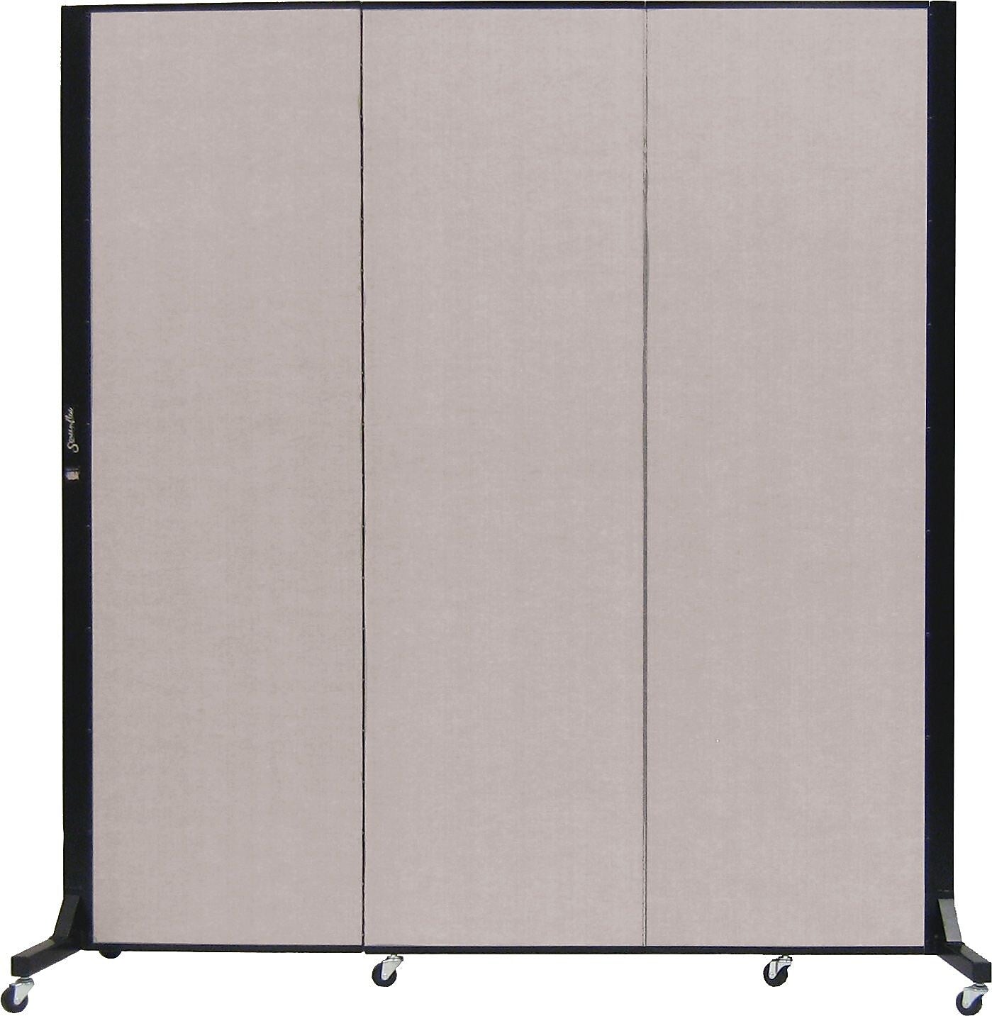 Screenflex Portable Room Divider, Light Gray Fabric/Light Gray Frame, 79"W x 77"H, 3 Panels