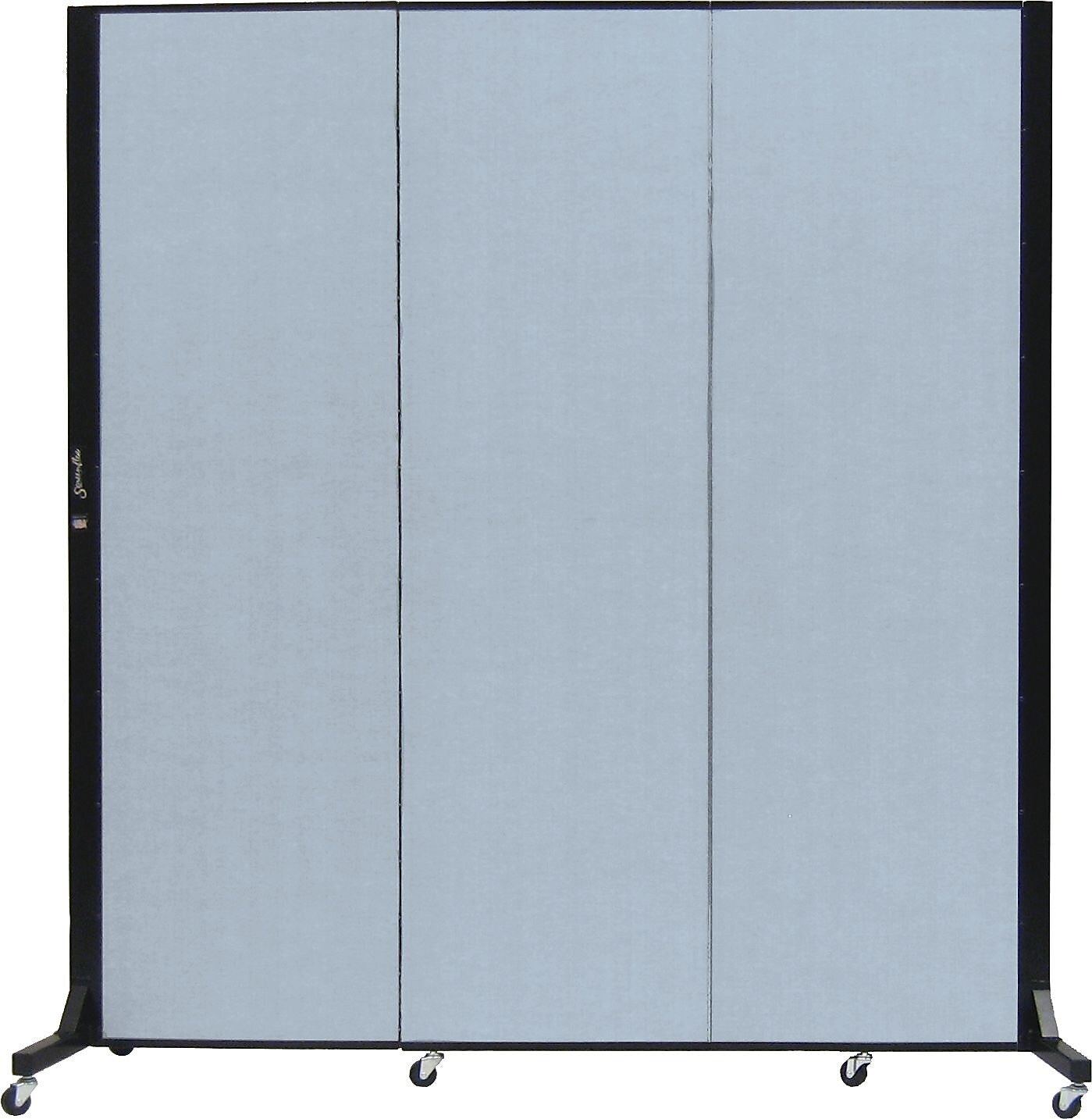 Screenflex Portable Room Divider, Blue Mist Fabric/Blue Mist Frame, 69"W x 77"H, 3 Panels
