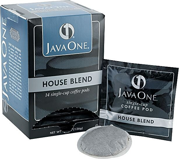 JavaOne House Blend Coffee Packet, Medium Roast, 0.3 oz. Pods, 14 Pods/Box (JAV40300)