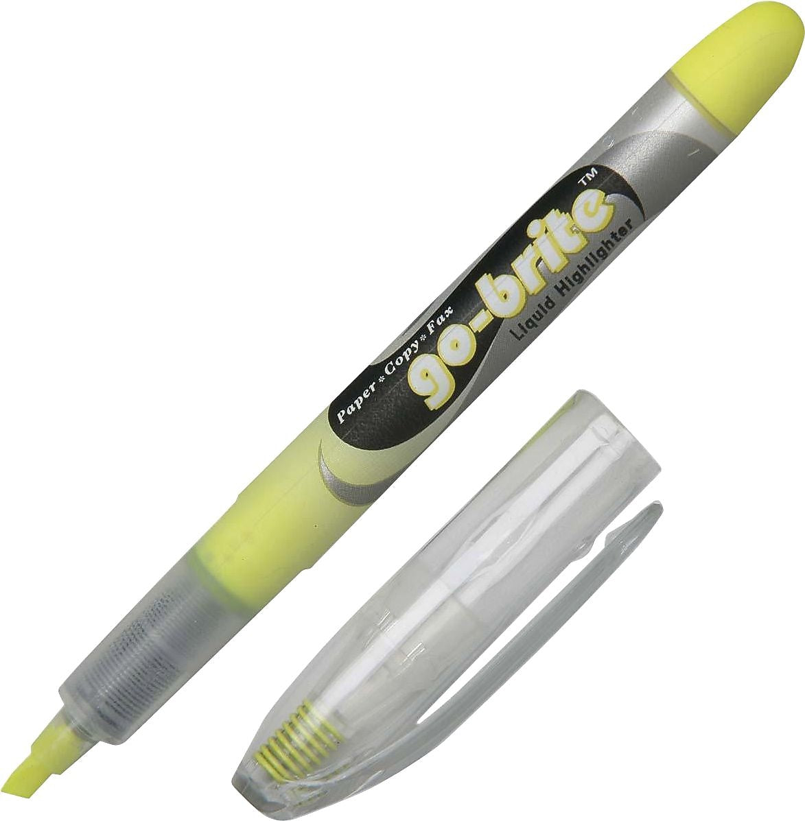 AbilityOne Skilcraft Free-Ink Fluorescent Highlighter, Chisel Tip, Fluorescent Yellow Ink, 6/Bx