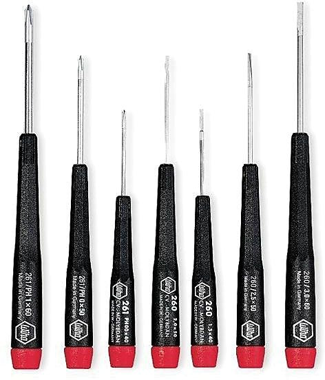 Wiha Tools 7 Pieces Phillips Slotted Tip Screwdriver Set, #00 - #1, 1.5-3 mm (W), 10.200 in (L)