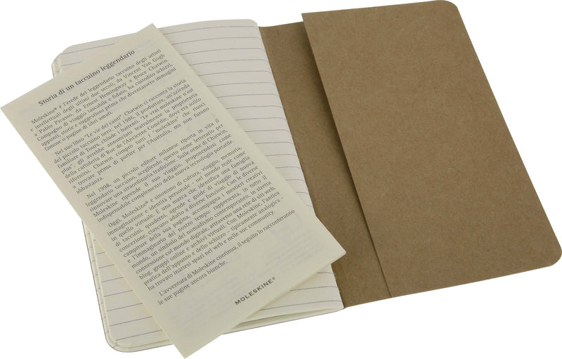 Moleskine Cahier Soft Cover Journal, 3.5" x 5.5", Kraft Brown, 3/Pack (704925)