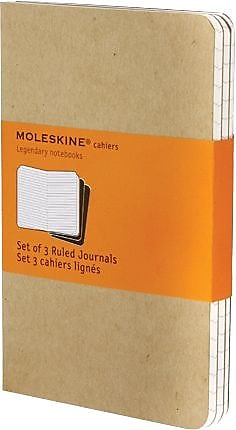 Moleskine Cahier Soft Cover Journal, 3.5" x 5.5", Kraft Brown, 3/Pack (704925)