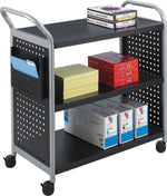 Safco Scoot 3-Shelf Metal Mobile Utility Cart with Lockable Wheels, Black (5339BL)