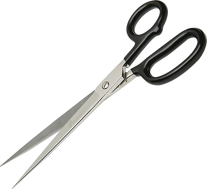 AbilityOne Paper Shears, 9" L, 4-5/8" Cut Length, Pointed Tips, Narrow Blades, Heavy-Duty, Nickel-Chrome Plated, Forged Steel