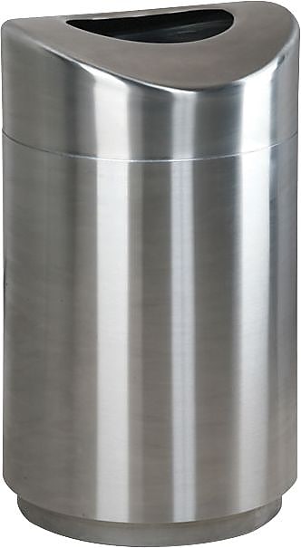 Rubbermaid Designer Line Eclipse Waste Receptacle, 30 Gallon, Steel, Silver Metallic, 25 1/2"H x 20" D