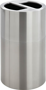 Safco Dual Recycling Receptacle Steel Trash Can with no Lid, Satin Stainless, 30.1 gal. (9931SS)