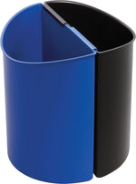 Safco Desk-Side Recycling Receptacle Plastic Trash Can with no Lid, Black/Blue, 3 gal. (9927BB)