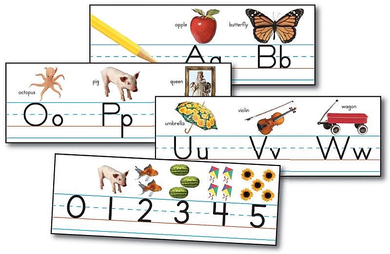 Carson-Dellosa Traditional Manuscript Alphabet with Photographs Bulletin Board Set