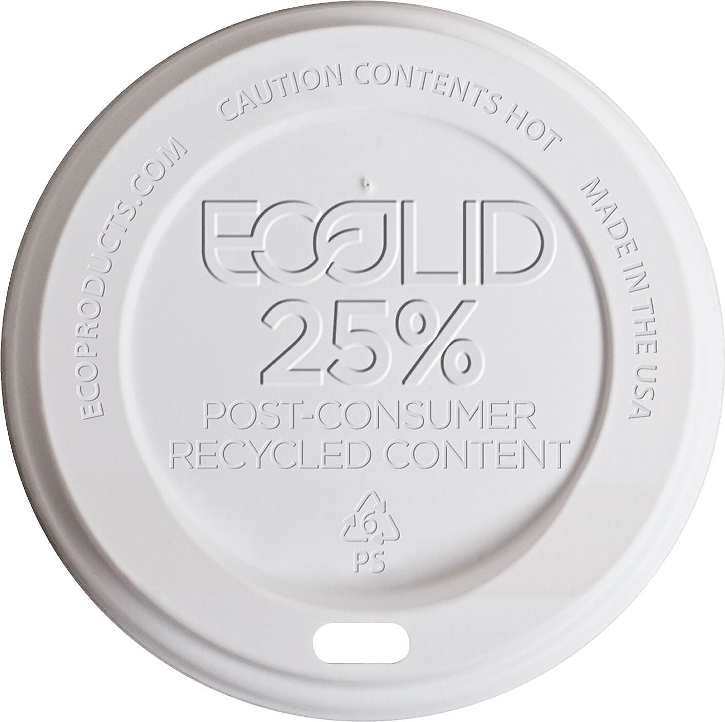 Eco-Products® Recycled Content Hot Cup Lid, 8 oz., White, 1000/Carton (ECOEPHL8WR)