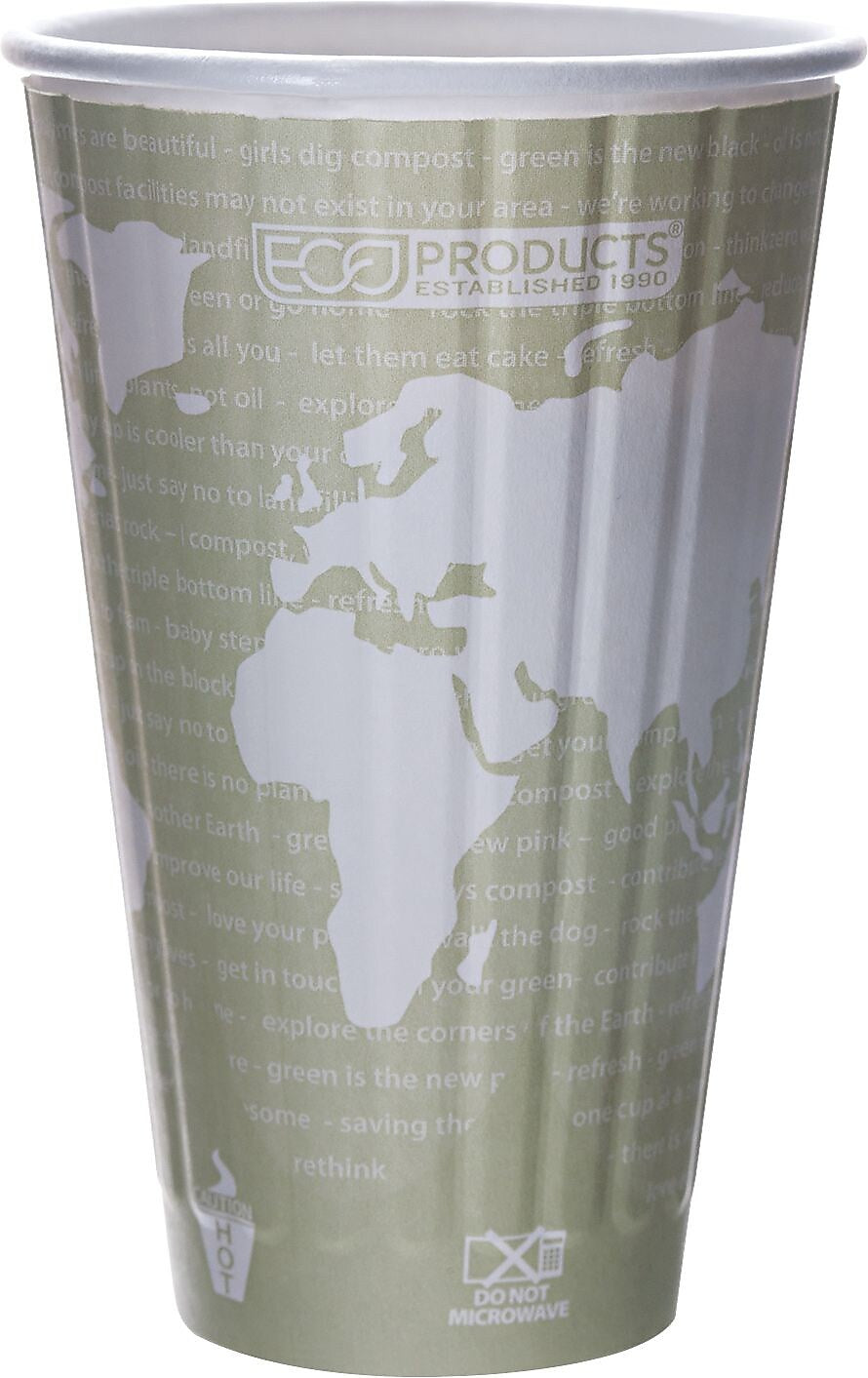 Eco-Products® World Art™ Insulated Hot Cup, 16 oz., Light Green, 600/Carton (ECOEPBNHC16WD)