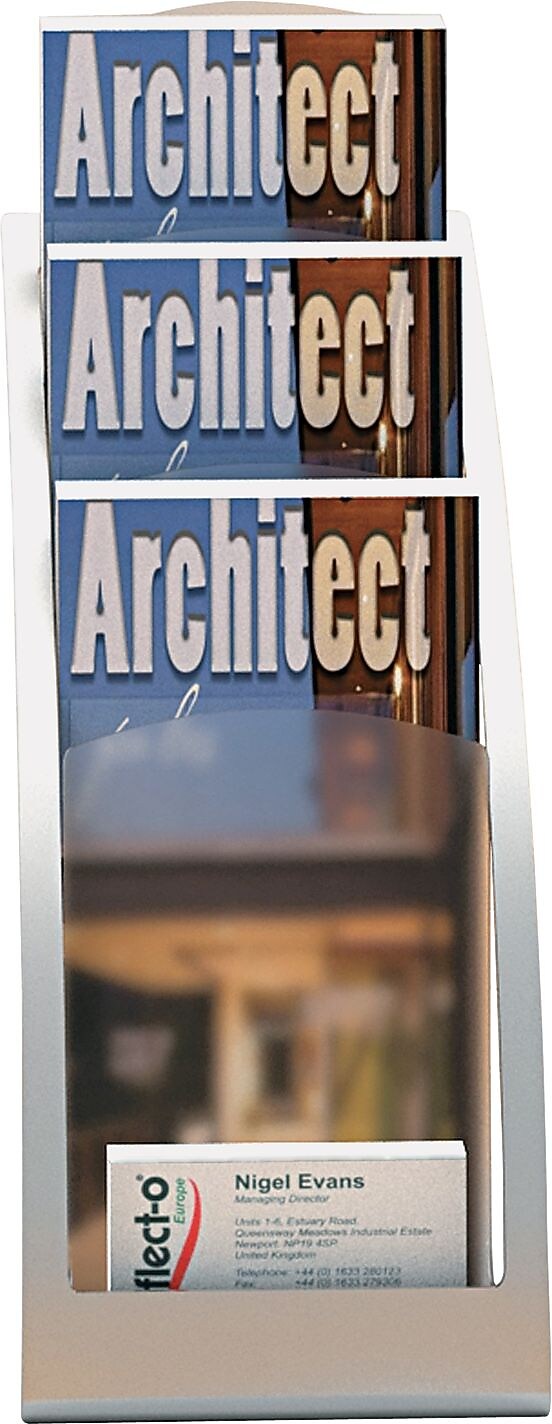 Three-Tier Leaflet Holder, 6-3/4w x 6-15/16d x 13-5/16h, Silver
