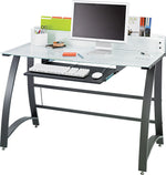 Safco Xpressions Glass Top Computer Desk, Frosted/Black