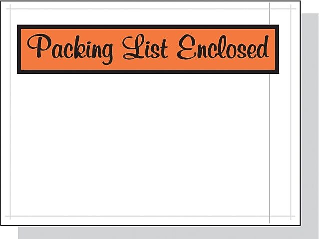 4 1/2 x 6" "Packing List Enclosed" Envelopes, Orange, 1000/Carton (PL2)