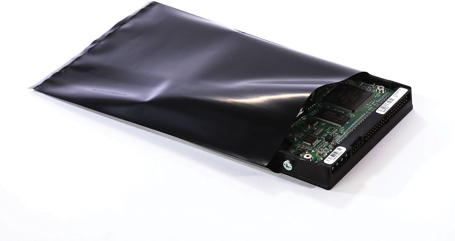 5" x 8" Conductive Layflat Poly Bags, 4 Mil, Black, 100/Carton (6510)