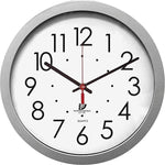 Quartz Flat Rim Clock, 13-1/4", Silver