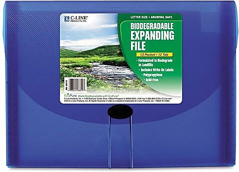 C-Line Standard Plastic Accordion File, 13 Pocket, Letter, Blue (CLI48315)