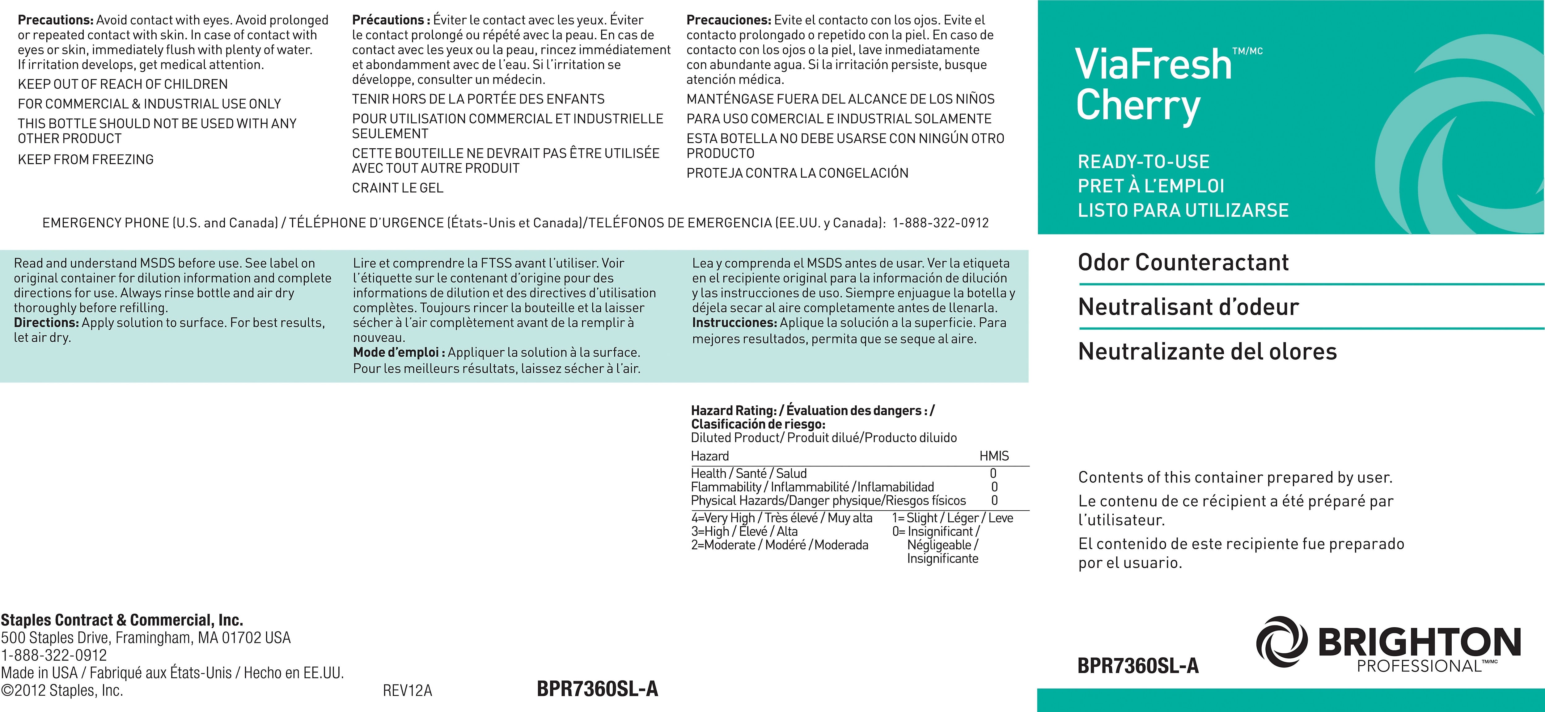 Brighton Professional™ Secondary Label for ViaFresh™ Odor Eliminator For Cherry Scent