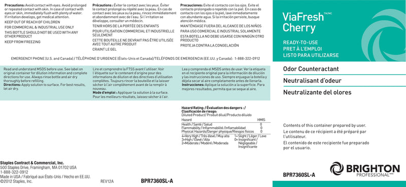Brighton Professional™ Secondary Label for ViaFresh™ Odor Eliminator For Cherry Scent