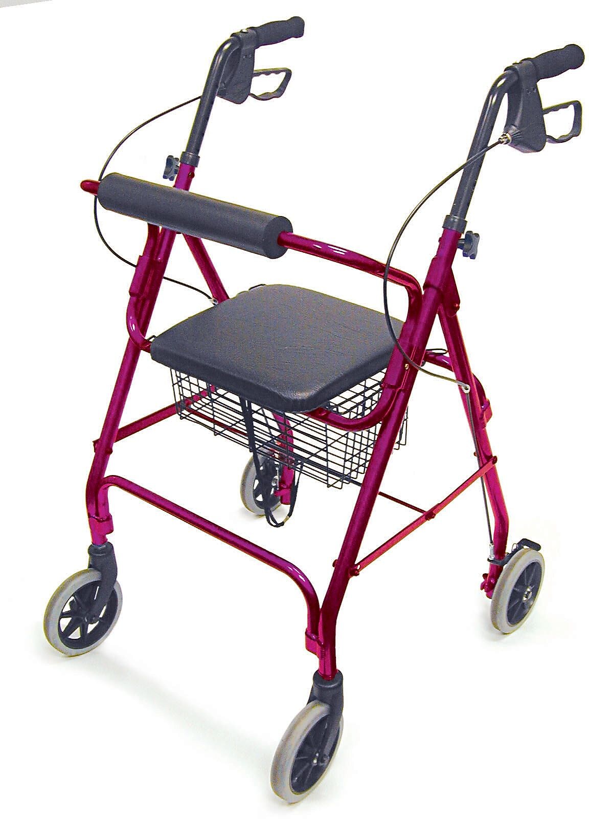 DMI Ultra Lightweight Aluminum Rollator with Straight Backrest, Burgundy (501-1012-0700)
