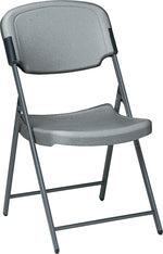 Iceberg Rough 'N Ready Folding Chairs, Plastic, Charcoal, Seat: 18 3/4"W x 21 1/2"D, Back: 18 3/4"W x 20 1/4"H