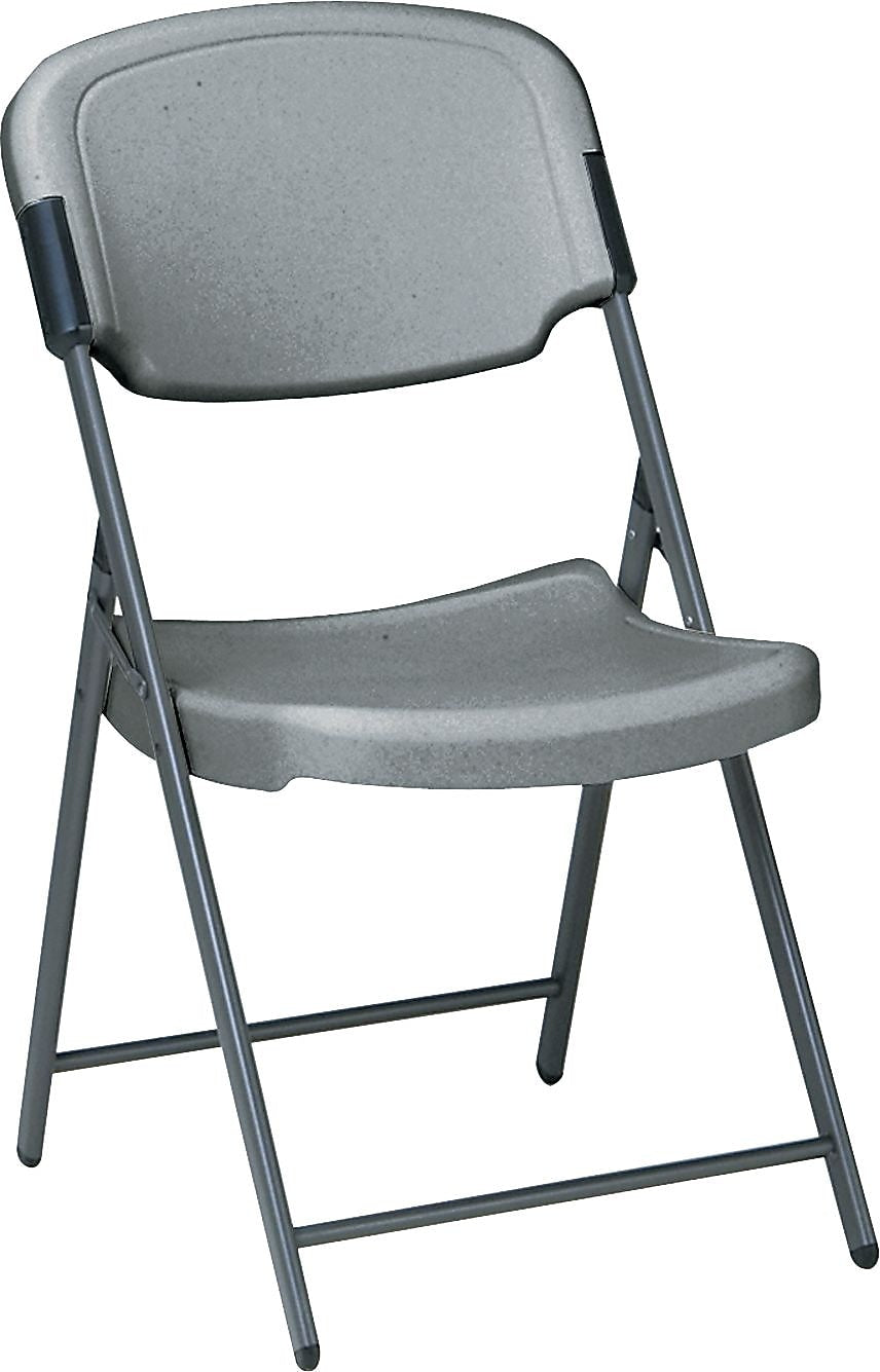 Iceberg Rough 'N Ready Folding Chairs, Plastic, Charcoal, Seat: 18 3/4"W x 21 1/2"D, Back: 18 3/4"W x 20 1/4"H