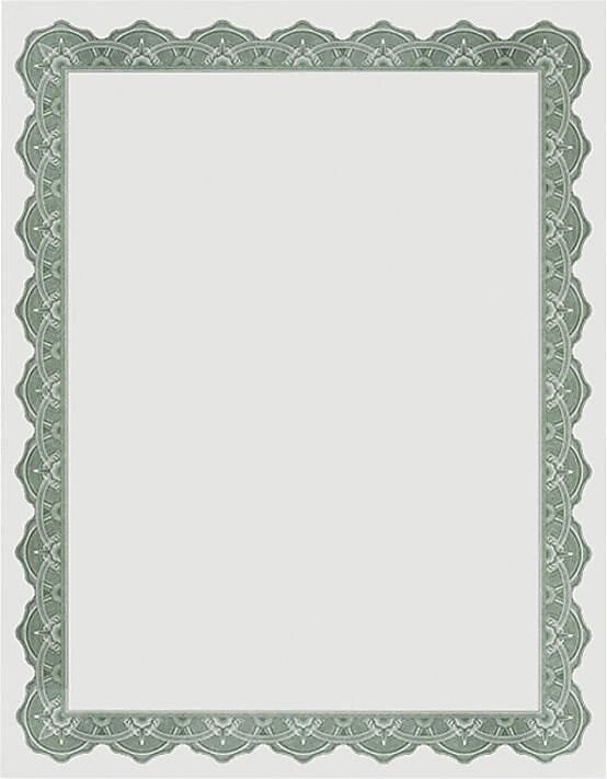 Parchment Paper Certificates, 8.5 x 11, Optima Green with White Border, 25/Pack (GEO39452)