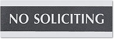 Century Series Office Sign, 3" x 9", No Soliciting (4758)