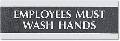 Century Series Office Signs, "Employees Must Wash Hands", 9"x 1/2"x 3" (4782)