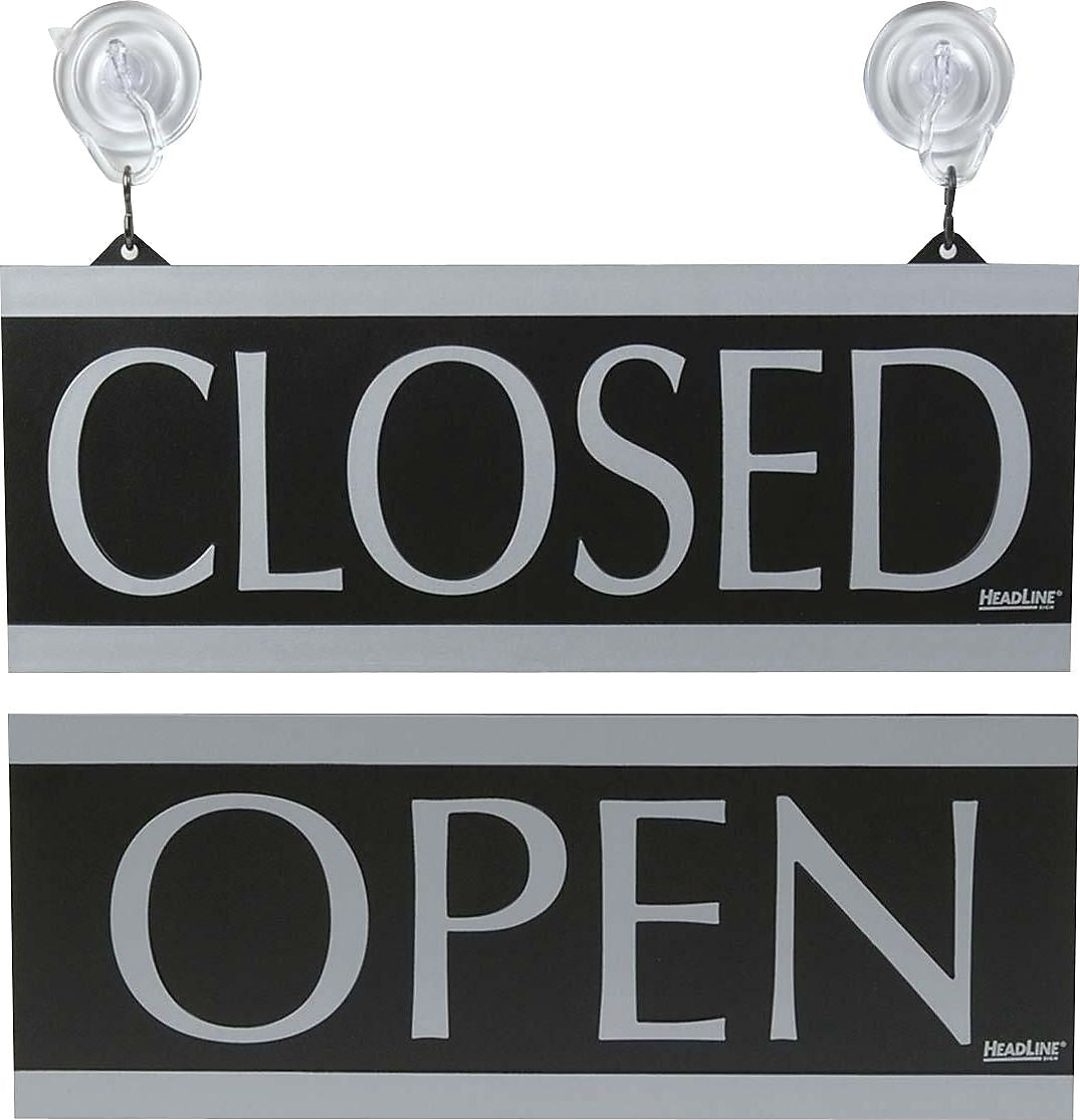 Headline Century Series "OPEN/CLOSED" Office Sign, 5"x13", Black/Gray (4246)