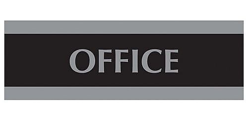 Century Series Office Signs, "Office", 9"x1/2"x3", Black/Silver(4762)