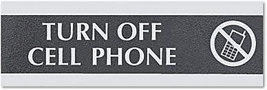 Headline Century Series Office Signs, "Cell Phones Must Be Turned Off", 9"x1/2"x3" (4759)