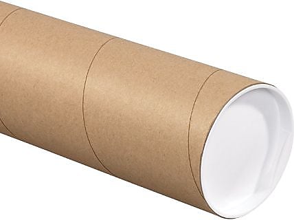 4" x 24" Kraft Mailing Tubes with White Caps (P4024K)