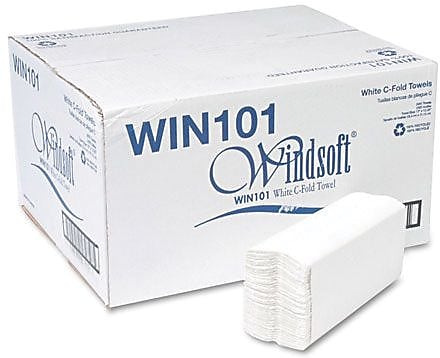 Windsoft C-Fold Paper Towel, 1-Ply, 150 Sheets/Pack, 2400 Sheets/Carton (WIN 101)