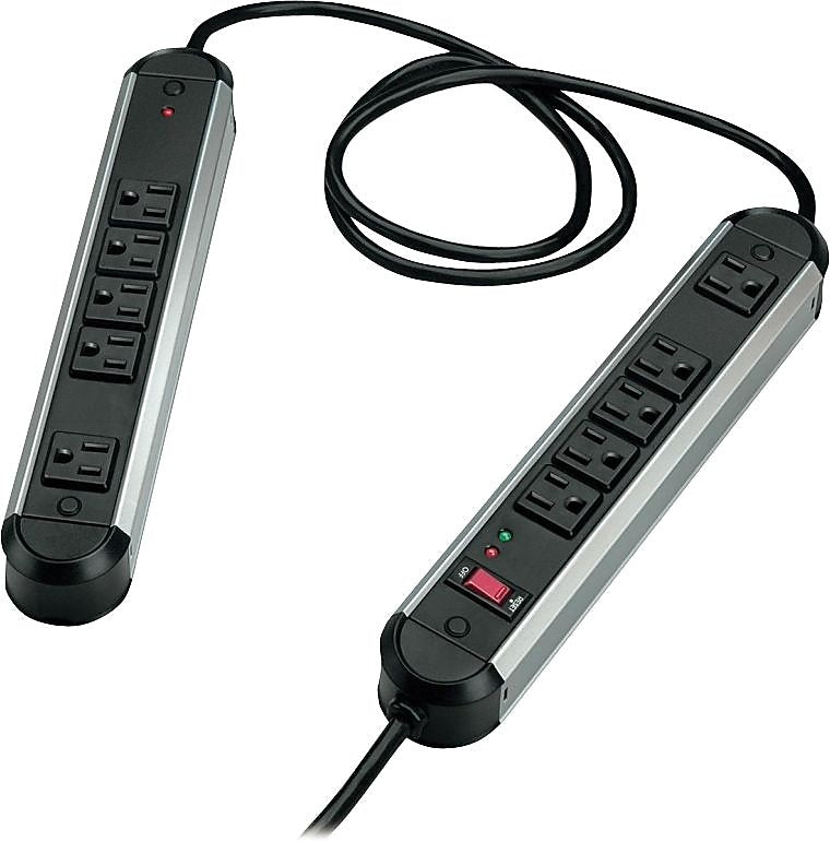 Fellowes 10-Outlet Surge Protector, 1250 Joules, 6' Cord, Black (99082)