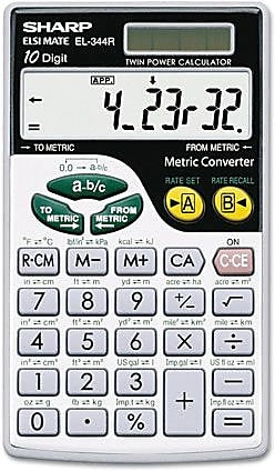 Sharp Wallet 10-Digit Battery/Solar Powered Basic Calculator, Gray (EL344RB)