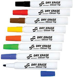 Ability One Dry Erase Markers, Chisel Tip, Assorted, 8/Pack (NSN1863605)