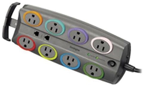 Kensington SmartSockets Premium Color-Coded Adapter Model Surge Protector, 8-Outlet, 3,090 Joules (kmw62691)