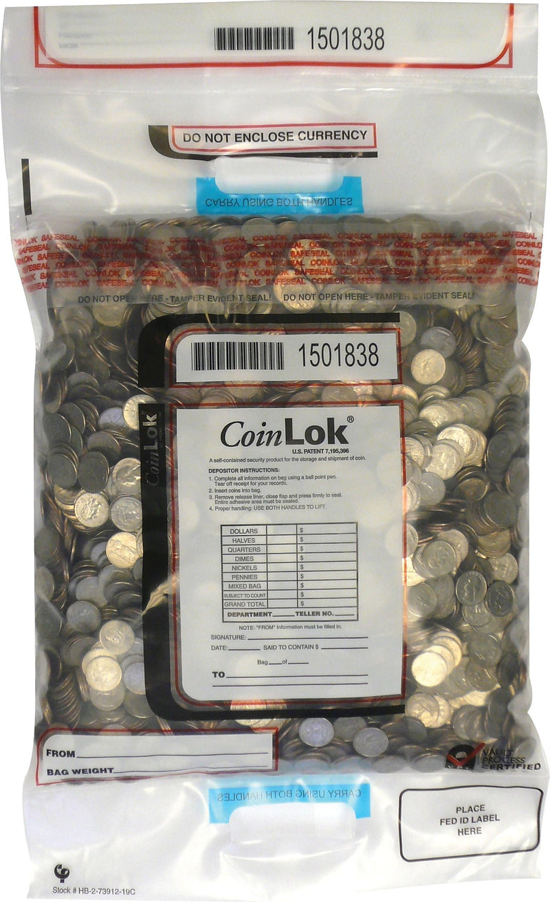 CoinLok Deposit Bags, Clear, 50/Pack (585097)