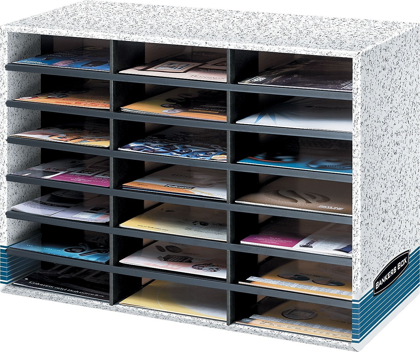 Bankers Box 21 Compartment Literature Organizer, Dove Grey,  Letter Size (04210)