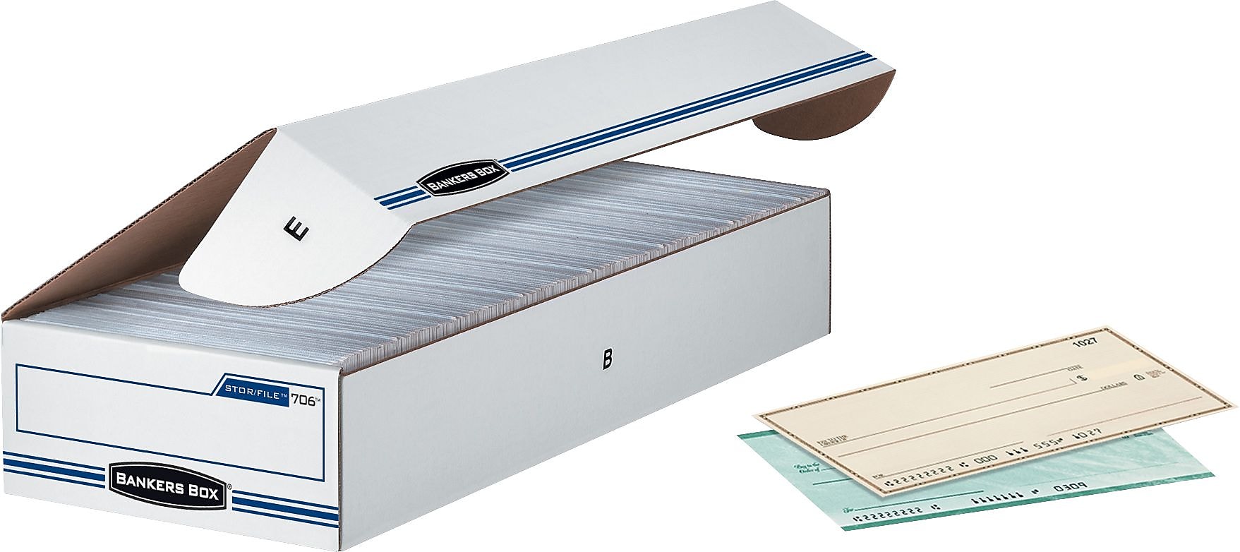 Bankers Box Extra Strength Storage Boxes, Check Size, White/Blue (00706)