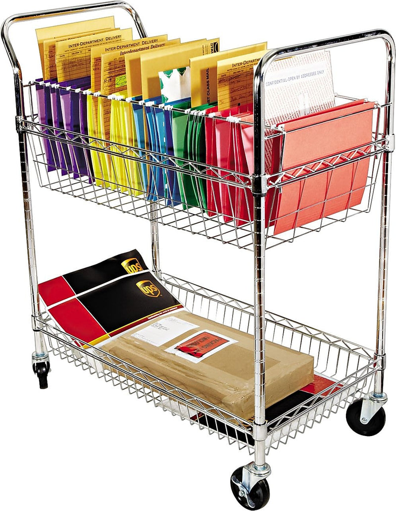 Alera 2-Shelf Wire Mobile Mail Cart, Chrome (ALEMC343722CR)