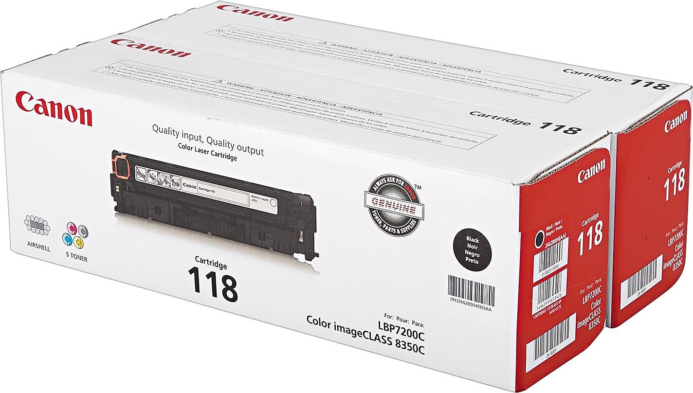 Canon 118 Black Standard Yield Toner Cartridge, 2/Pack (2662B004AA)