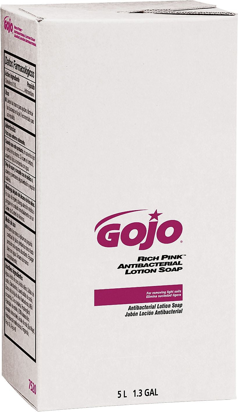 GOJO Rich Pink Antibacterial Liquid Hand Soap Refill for PRO TDX Dispenser, 5000 ml., Floral Scent, 2/Carton (7520-02)
