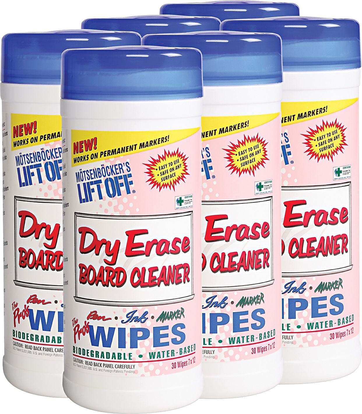 Motsenbocker's Lift-Off Dry Erase Board Cloth Cleaner Wipe, 7"(W) x 12"(L), 30/Canister