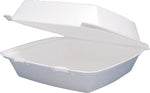 Dart® Foam Carryout Hinged Food Container, 1 Comp, 3"(H) x 9 1/4"(W) x 9 1/2"(D), White